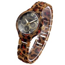 Fashion Leopard Crystal Lady  Soft Touch Steel Bracelet Quartz Wrist WK1113