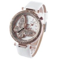 Lady  Crystal Butterfly Rose Gold Case White Leather Fabulous Quartz WK1096
