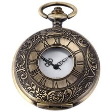 New Vintage Copper Case Retro FOB Chain Analog Quartz Pendant Pocket WPK116