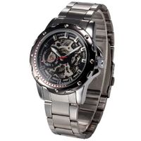 Skeleton Automatic Auto Mechanical Stainless Steel Band Wrist Gift PMW205