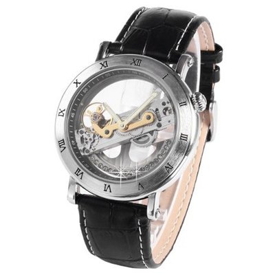 uAMPM24 Steampunk Transparent Skeleton Automatic Mechanical Analog Wrist PMW166 