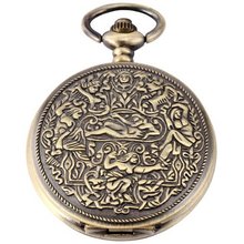 Vintage Copper Eden Garden Paradise FOB Chains Quartz Pendant Pocket WPK114