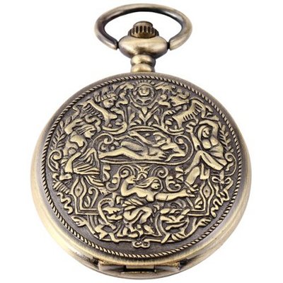 Vintage Copper Eden Garden Paradise FOB Chains Quartz Pendant Pocket WPK114