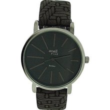 Anaii Pink 'Bambou' Gun Metal Dial Grey Woven Effect Strap Ladies AP587