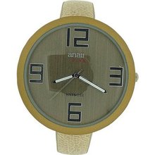 Anaii Pink 'Hypnose' Champagne Dial Narrow Beige PU Strap Ladies AP628
