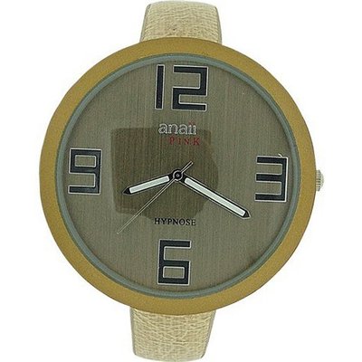 Anaii Pink 'Hypnose' Champagne Dial Narrow Beige PU Strap Ladies AP628