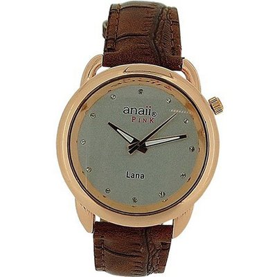 Anaii Pink 'Lana' Rose Gold Tone Brown Croc Effect PU Strap Ladies AP638
