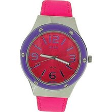 Anaii Pink 'Neon' Hot Pink Dial Purple Bezel Pink PU Strap Ladies AP624