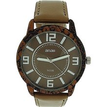 Anaii Pink 'Noir' Brown Dial Snake Skin Bezel Patent PU Strap Ladies AP625