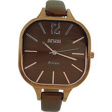 Anaii Pink 'Private' Rose Gold Tone Bronze Narrow PU Strap Ladies AP634