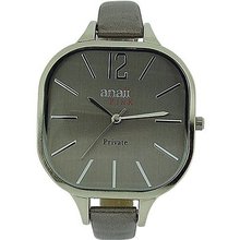 Anaii Pink 'Private' Silver Tone Silver Grey Narrow PU Strap Ladies AP634