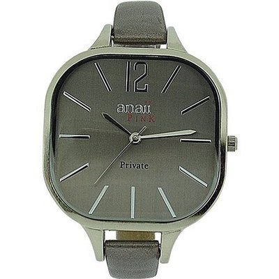 Anaii Pink 'Private' Silver Tone Silver Grey Narrow PU Strap Ladies AP634