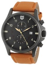 Andrew Marc AM10005 Military-Inspired Stainless Steel and Orange Canvas