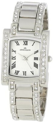 Anne Klein 10-7127SVSV Stainless Steel Swarovski Crystal-Accented