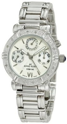 Anne Klein 10-7899MPSV Diamond Accented Multi-Function Silver-Tone