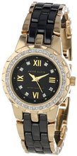 Anne Klein 10/9456BKGB Ceramic Swarovski Crystal Accented Gold-Tone and Black Ceramic Bracelet