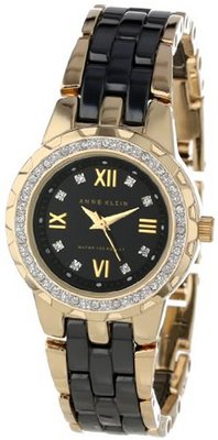 Anne Klein 10/9456BKGB Ceramic Swarovski Crystal Accented Gold-Tone and Black Ceramic Bracelet