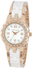 Anne Klein 10/9456WTRG Swarovski Crystal Accented Rose Gold-Tone and White Ceramic Bracelet