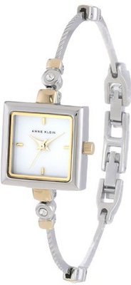 Anne Klein 109117MPTT Square Swarovski Crystal Accented Two-Tone "Illusion" Bangle