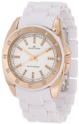 Anne Klein 109178RGWT Swarovski Crystal Accented Rosegold-Tone White Bracelet