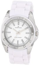 Anne Klein 109179WTWT Silver-Tone Swarovski Crystal Accented White Plastic