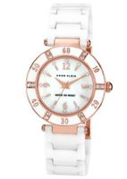 Anne Klein 109416RGWT Swarovski Crystal-Accented Rose-Tone and White Ceramic