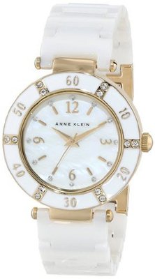 Anne Klein 109416WTWT Swarovski Crystals Gold-Tone White Ceramic