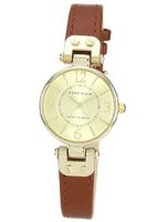 Anne Klein 109442CHHY Gold-Tone Champagne Dial and Brown Leather Strap