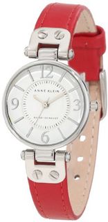 Anne Klein 109443WTRD Silver-Tone White Dial and Red Leather Strap