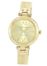 Anne Klein 109652CHHN Gold-Tone Horn Plastic Bezel and Bangle Bracelet