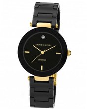 Anne Klein AK/1018BKBK Black Ceramic Bracelet with Diamond Accent