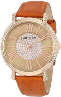 Anne Klein AK/1068RGHY Accented Rose Gold Tone Honey Leather Strap