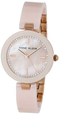 Anne Klein AK/1314RGLP Ceramic Swarovski Crystal Accented Pink Bangle