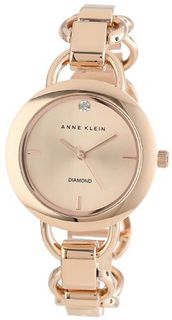 Anne Klein AK/1384RGRG Diamond Dial Rose Gold-Tone Open Link Bracelet