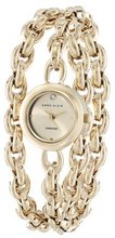 Anne Klein AK/1438CHGB Diamond Dial Gold-Tone Double Wrap Chain Bracelet