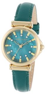 Anne Klein AK/1458TMTE Genuine Leather Gold-Tone Swarovski Elements Teal Strap Dress