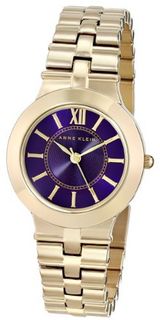 Anne Klein AK/1494PRGB Vibrant Purple Dial Gold-Tone Bracelet