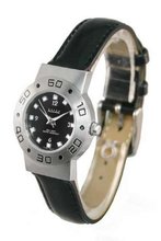 ANTON RUSANO Silver-Tone Quartz with Black Leather Strap. Model: AR-2036W