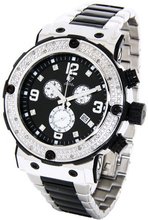 Aqua Master Genuine Diamond Stainless Steel Chronograph Black Face #W146-1