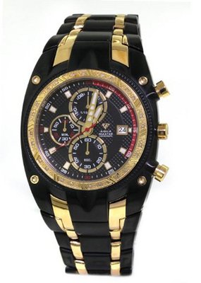 Aqua Master Quartz Chronograph 0.24 Ct Diamond Two Tone Black Case
