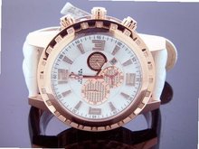 Aqua Master Round 50mm 24 Diamonds Stainless Steel Rose Gold Tone Case & White Face