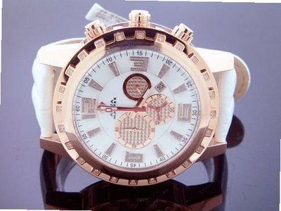 Aqua Master Round 50mm 24 Diamonds Stainless Steel Rose Gold Tone Case & White Face