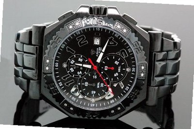 Aqua Master Swiss Made Black Sports Diamond 0.12ctw