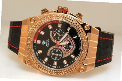 Aqua Master Yellow Gold Diamond Red Accent Dial