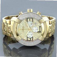 New! Aqua Master Large Round 20 Diamonds Yellow Gold Tone