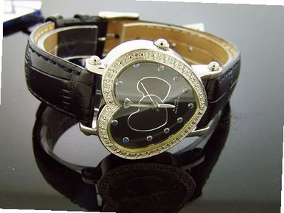 Swiss Aqua Master Lady Style Double Heart 0.50ct Diamonds Blackface