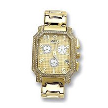 Swiss Movt Aqua Master Ss Band 1.75ct Big Diamonds Yellow Gold Tone Case