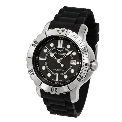 Aquasiss 96G002 Quartz Rugged Series Stainless Steel Case Black Rubber Strap