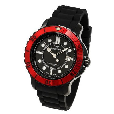 Aquasiss 96G033 Quartz Rugged Series Black Stainless Steel Case Black Rubber Strap