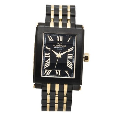 Aquaswiss 64GS007 Tanc Black and Gold Color Case Black Metal Band